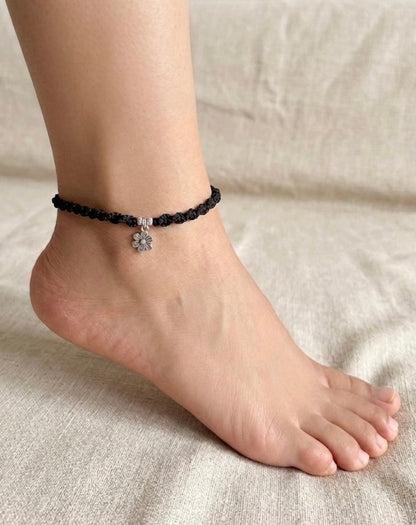 Hanging Flower with beads adjustable anklet