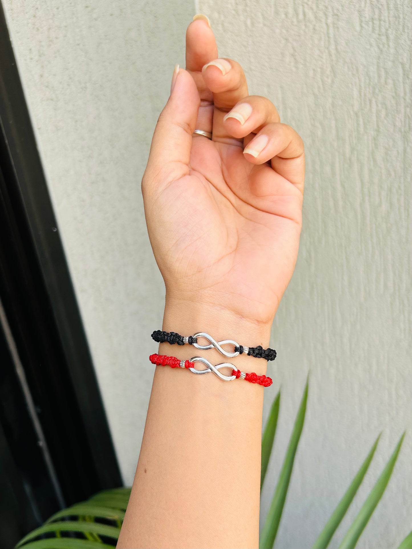 Infinity with beads couple bracelet
