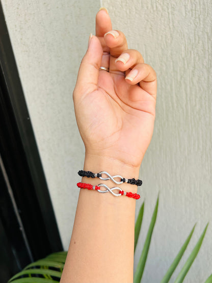 Infinity with beads couple bracelet