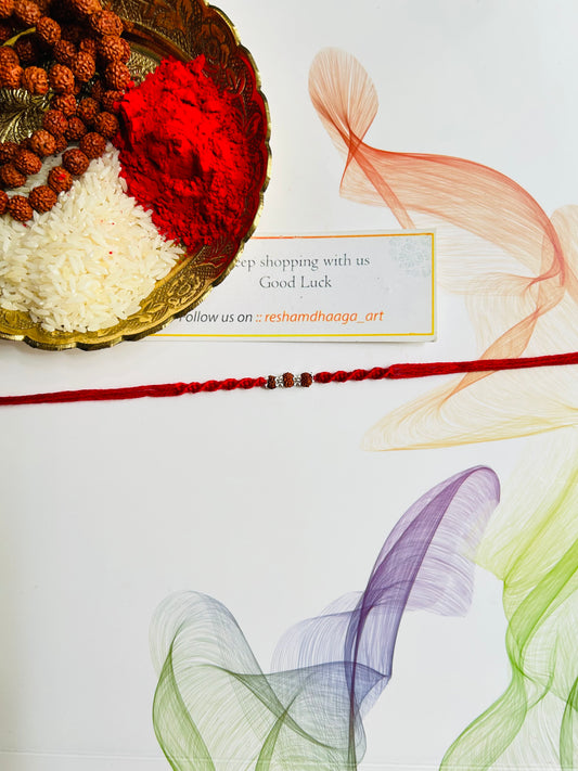 Rudraksh anti-tarnish silver rakhi