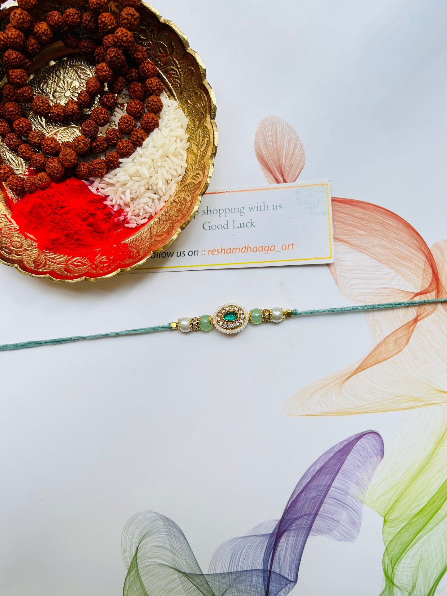 Green Kundan Bhai Rakhi