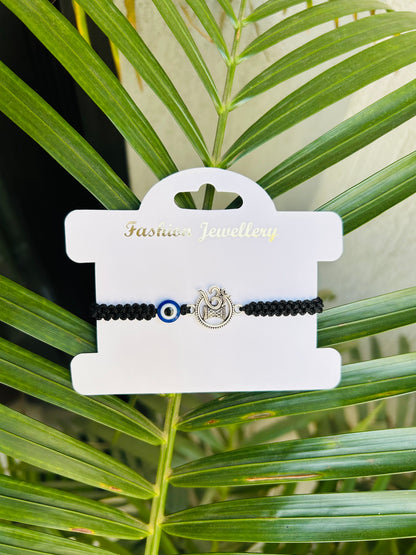 Om with evileye unisex adjustable bracelet