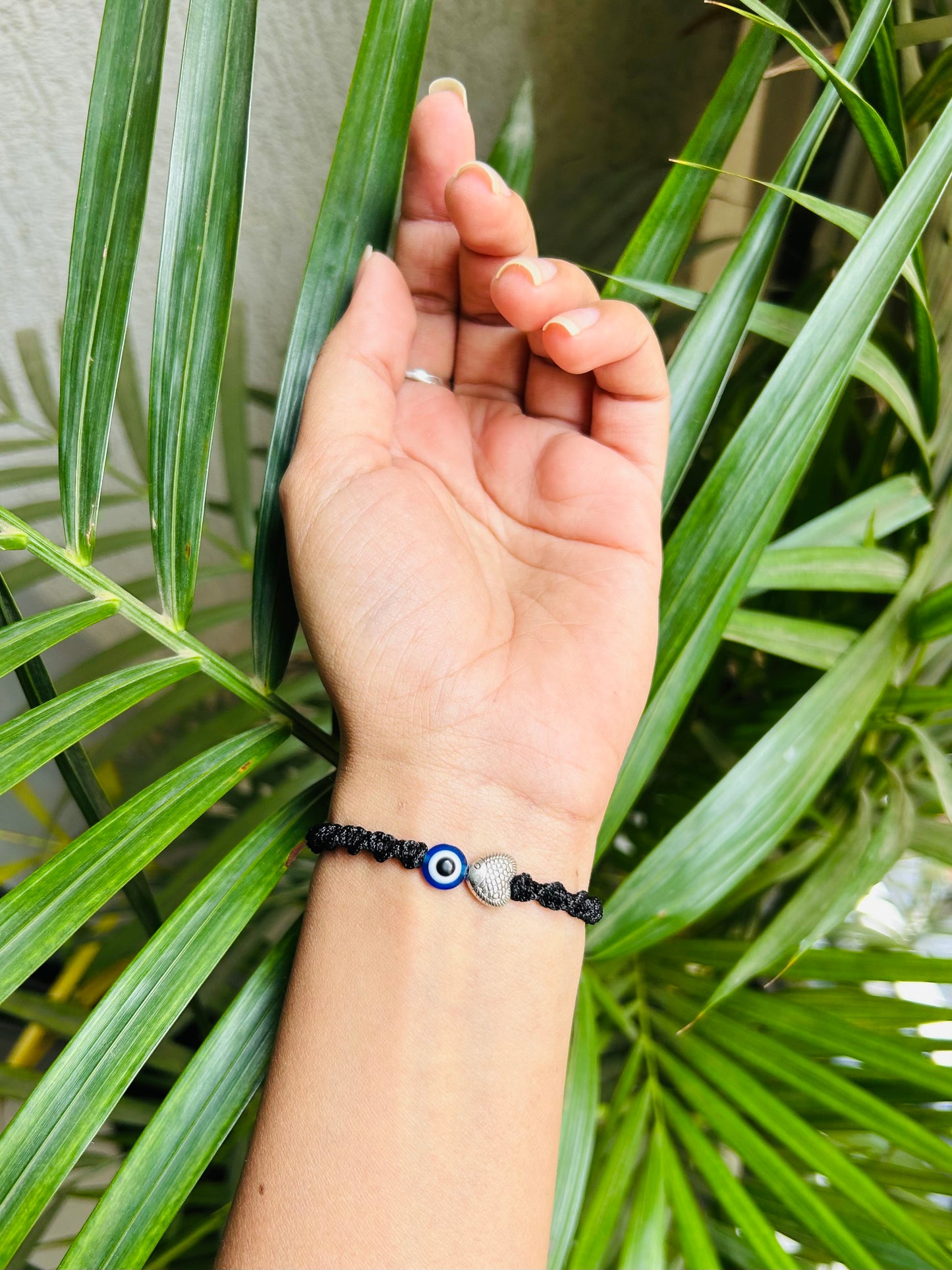 Heart shape fish with evileye unisex bracelet
