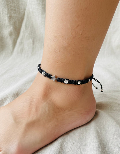 Star with Flower Adjustable Anklet