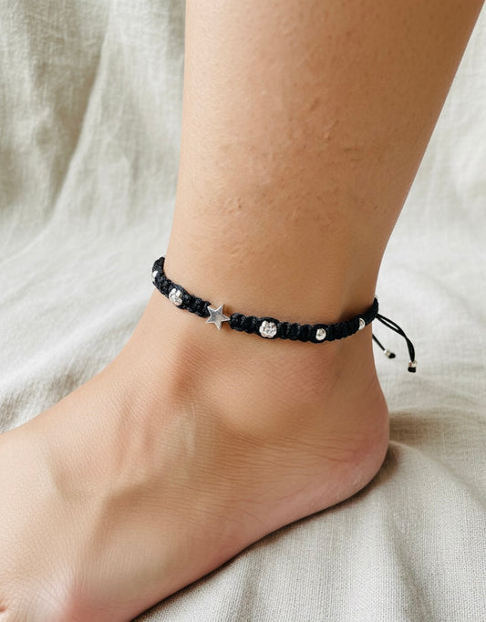 Star with Flower Adjustable Anklet