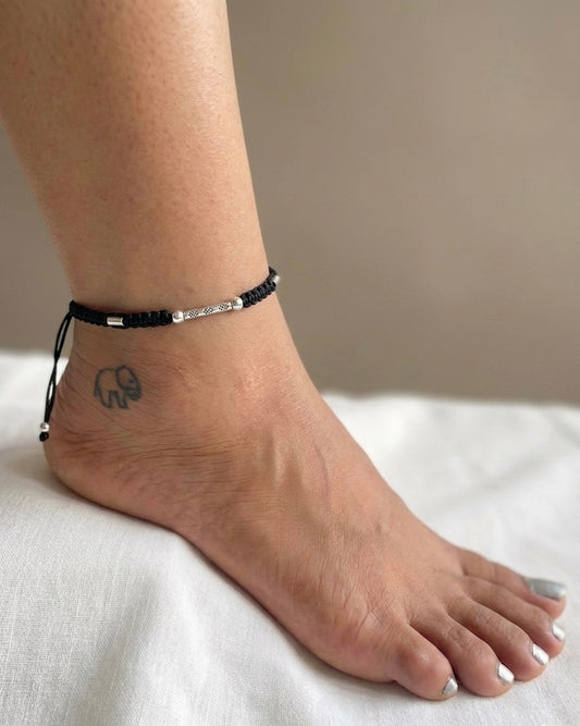 Silver slit Adjustable Anklet