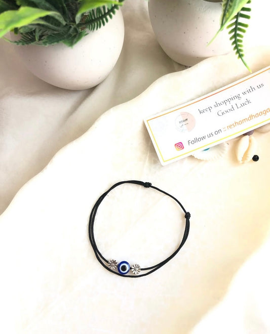 Adjustable Anklet - Evil eye & Flower