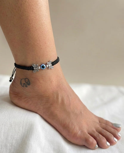Butterfly with evil eye Adjustment Anklet