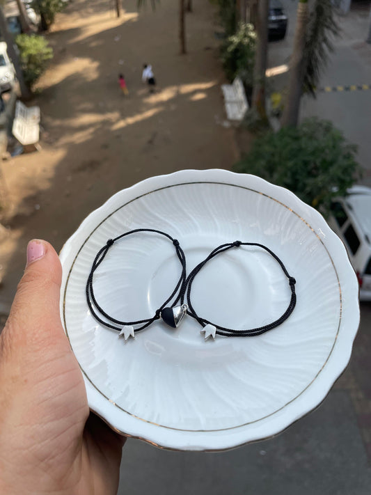 Crown with heart Couple bracelet