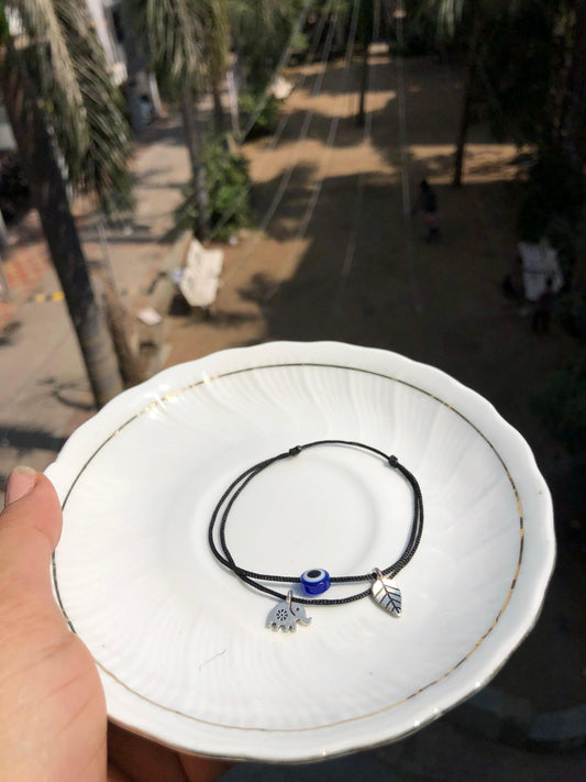 Evileye with elephant and leaf anklet