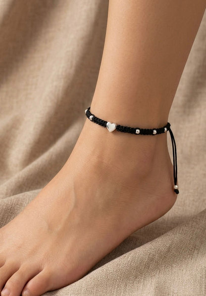 Heart with silver ball anklet
