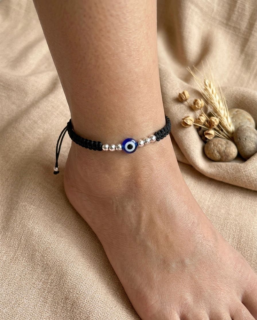 Evil eye with silver ball anklet