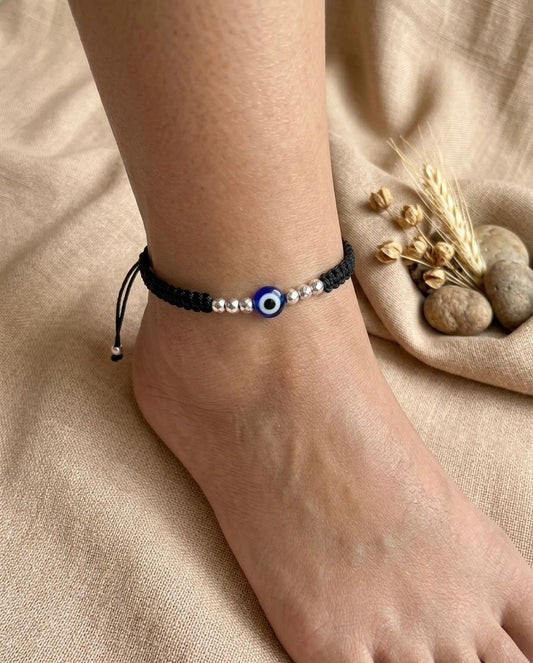 Evil eye with silver ball anklet