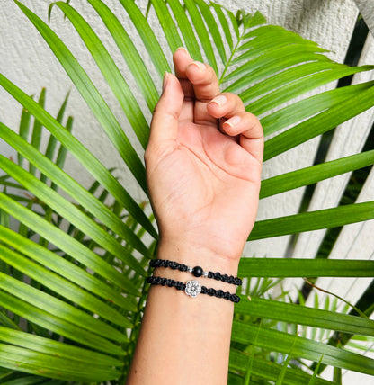 Beads and Flower Adjustable bracelet
