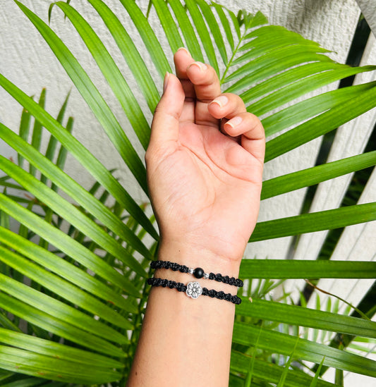 Beads and Flower Adjustable bracelet