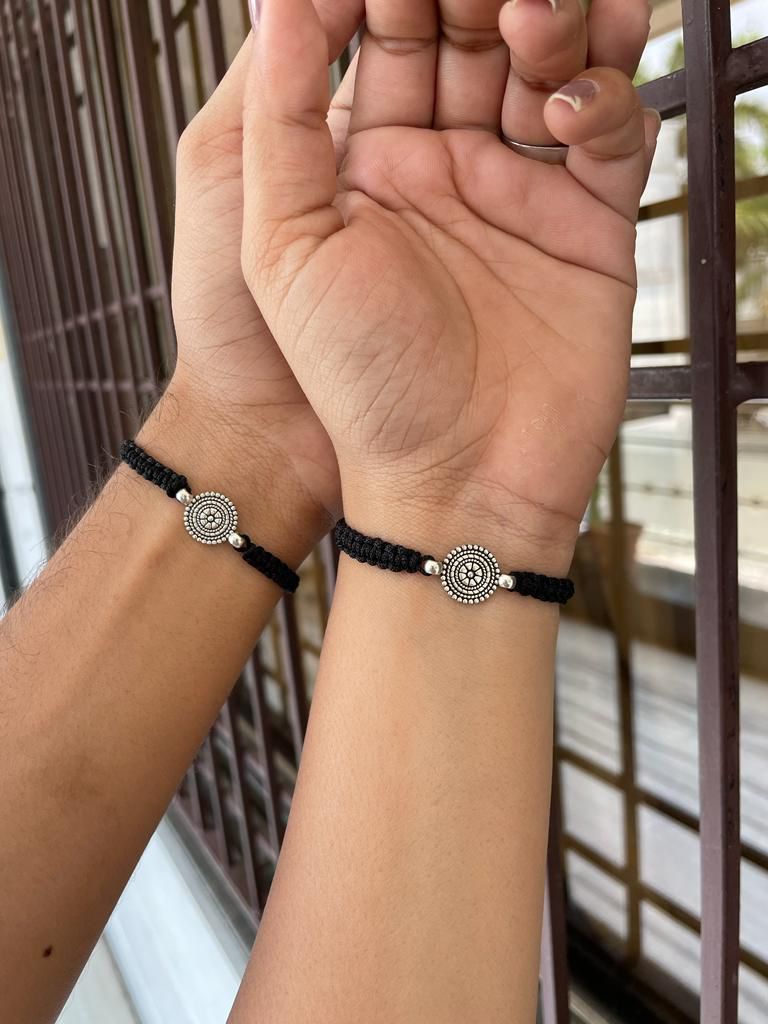 Silver Chakra Couple Bracelet Combo