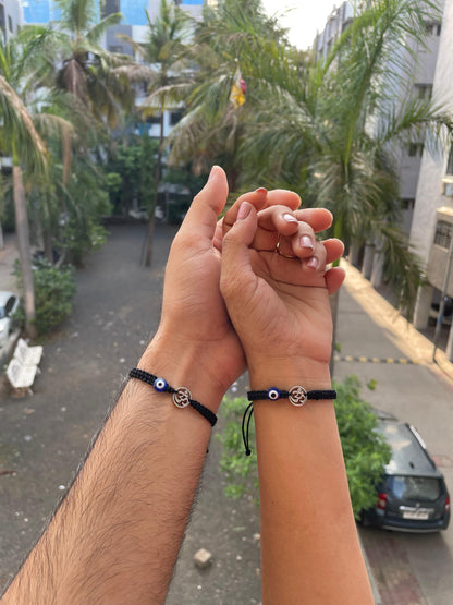 Om with Evil eye Couple Bracelet Combo