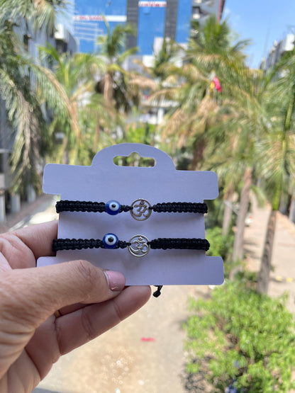 Om with Evil eye Couple Bracelet Combo