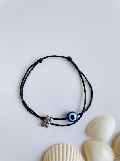 Adjustable Anklet - Evil eye & Butterfly