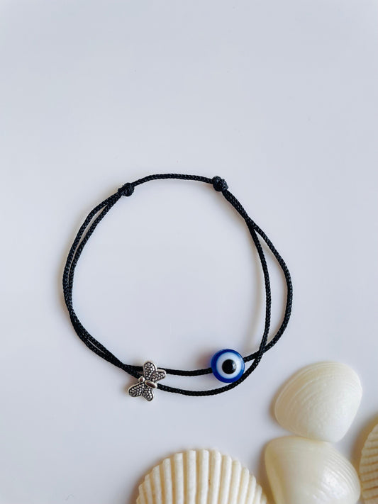 Adjustable Anklet - Evil eye & Butterfly