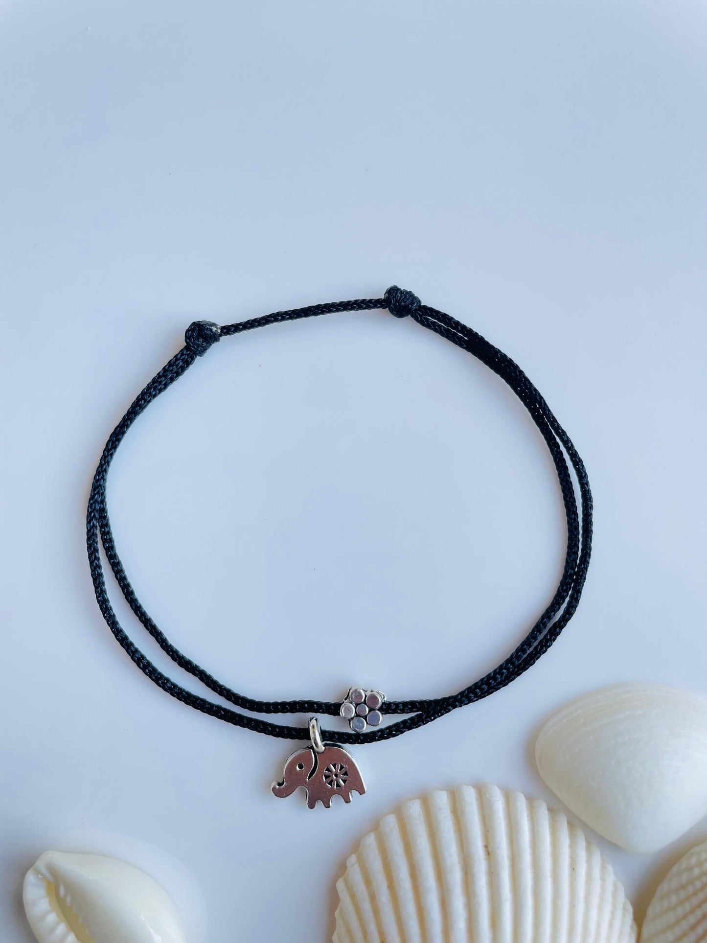 Adjustable Anklet - Flower with Elephant