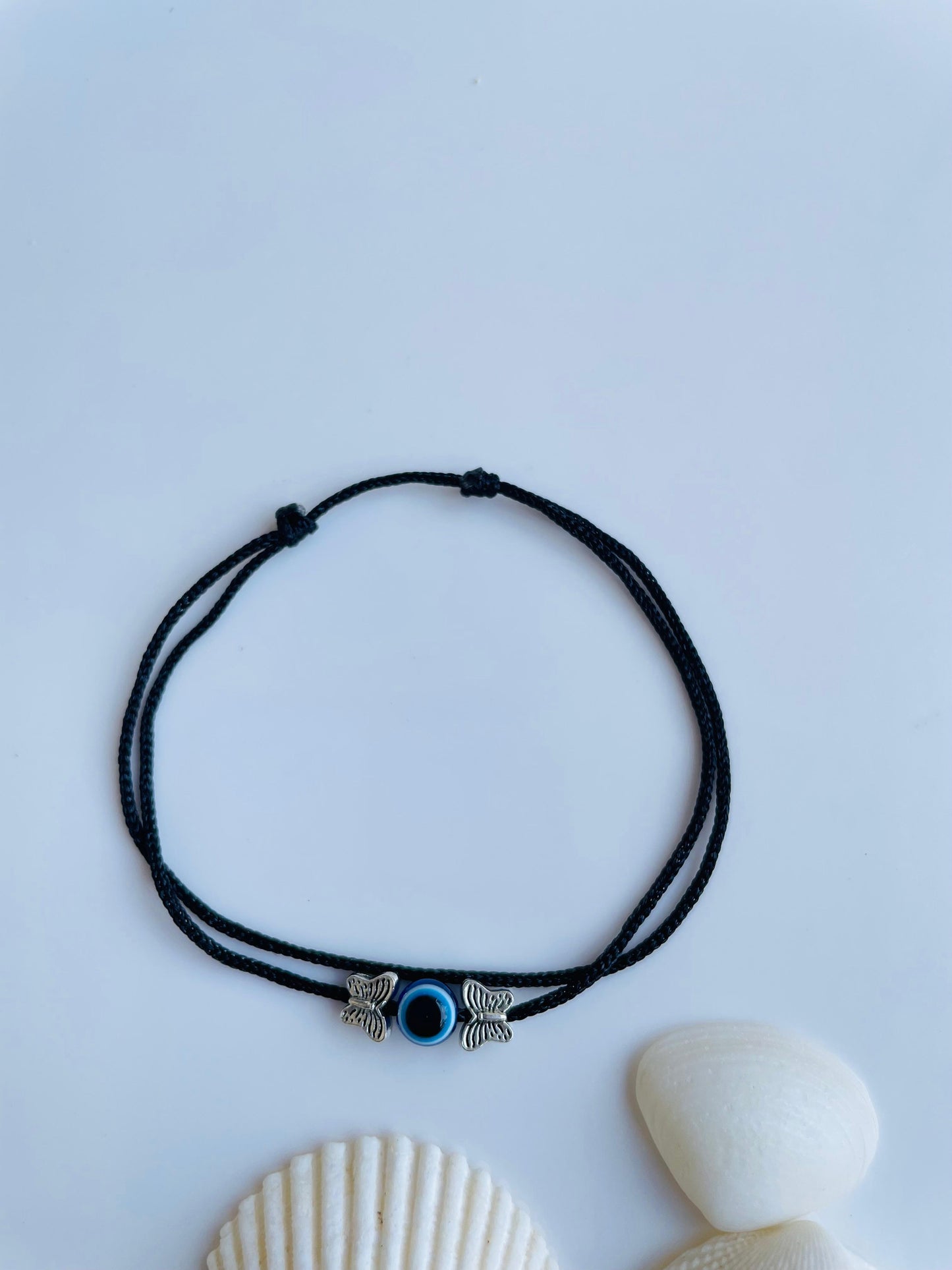Adjustable Anklet - Evil eye & Butterfly