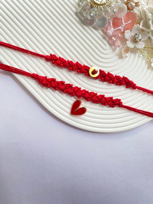 Red Crochet Couple Rakhi