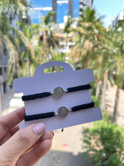 Silver Chakra Couple Bracelet Combo