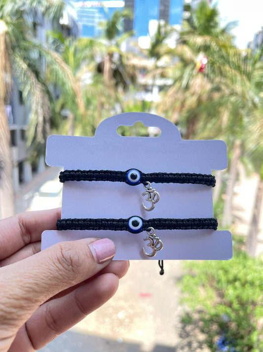 Om with Evil eye Couple Bracelet Combo
