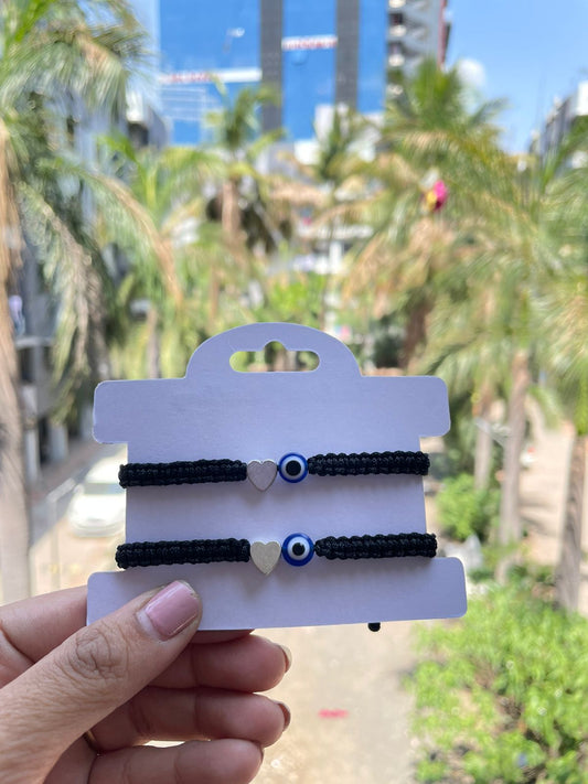 Heart with evil eye Couple Bracelet Combo