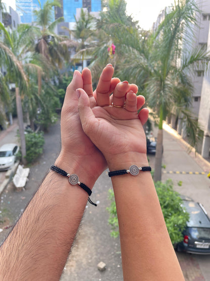Silver Chakra Couple Bracelet Combo